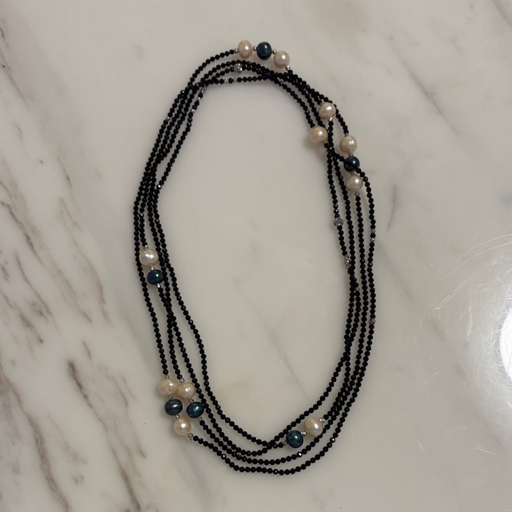 Handcrafted Crystal and Genuine Pearl Necklace